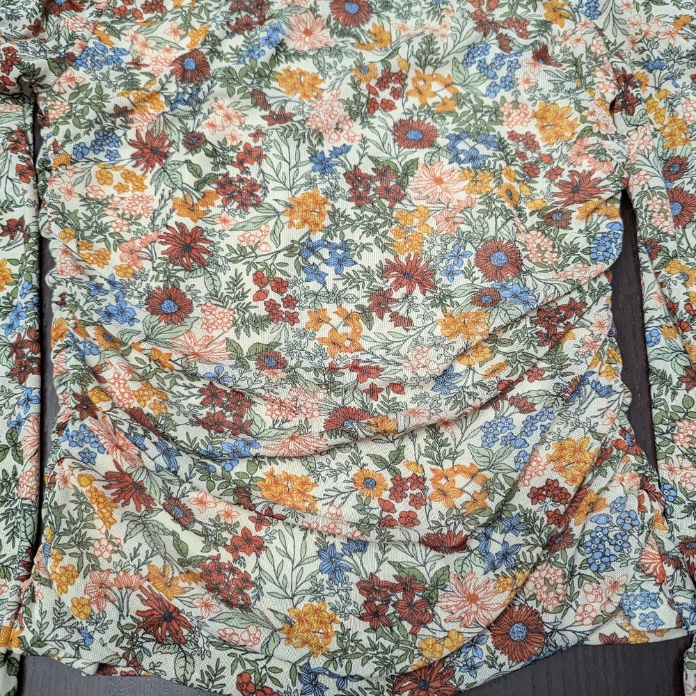 Gimmicks Sz M Square Neck Floral Ruched Top Fairy Festival Whimsical - Picture 7 of 12